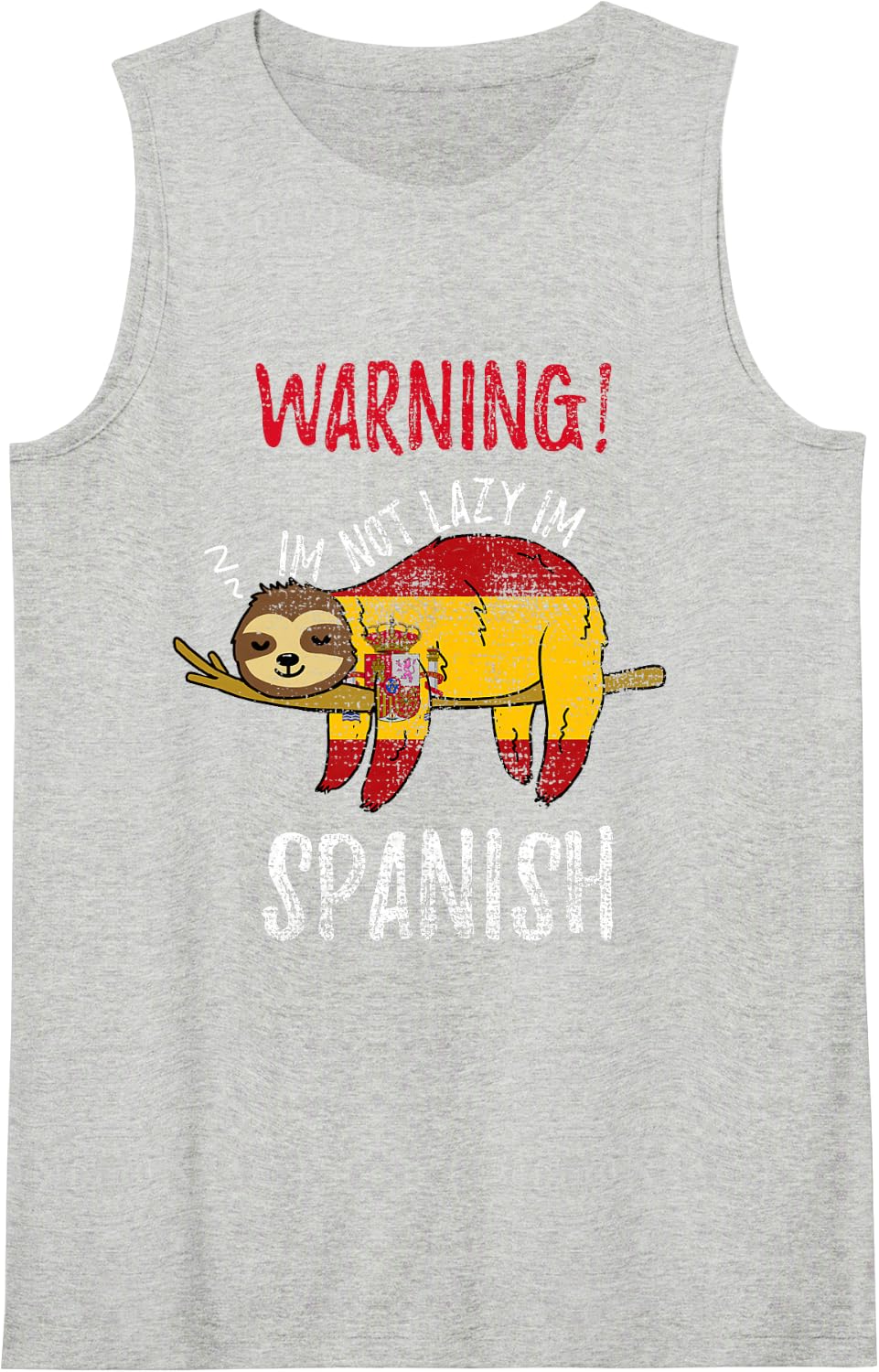 Spain Flag Sloth Im Not Lazy Im Spanish Vintage Tank Top - Heather Grey