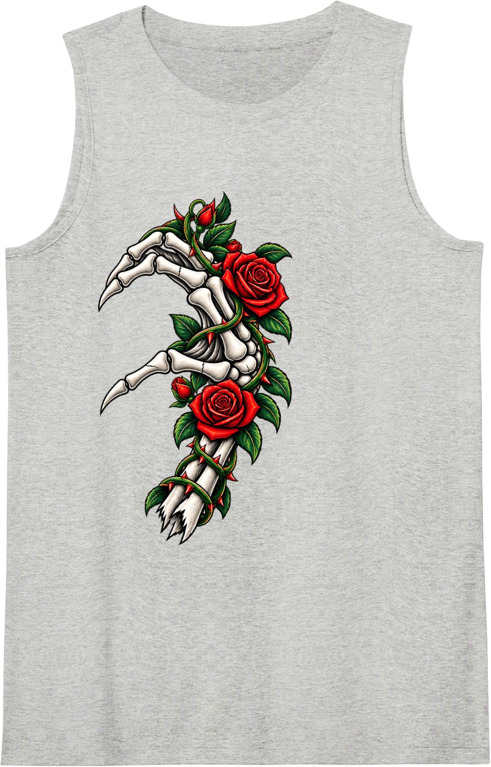 Funny Skeleton Heart Hand Gothic Matching Couple Halloween Sleeveless Tank Top - Heather Grey