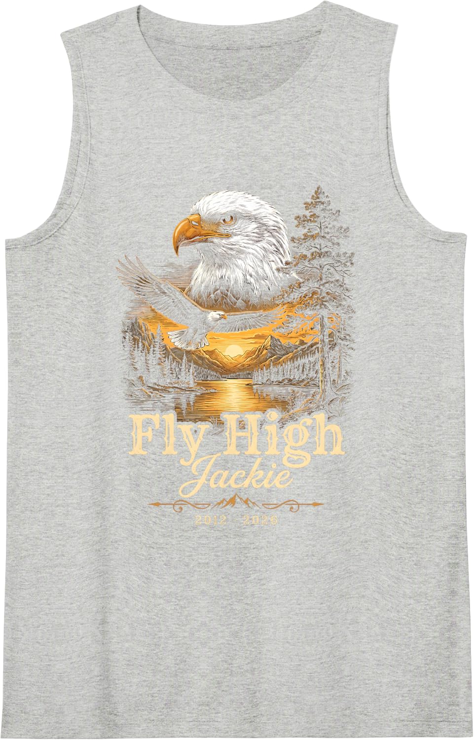 Fly High Jackie The Big Bear Bald Eagle Supports Wildlife Tank Top - Heather Grey