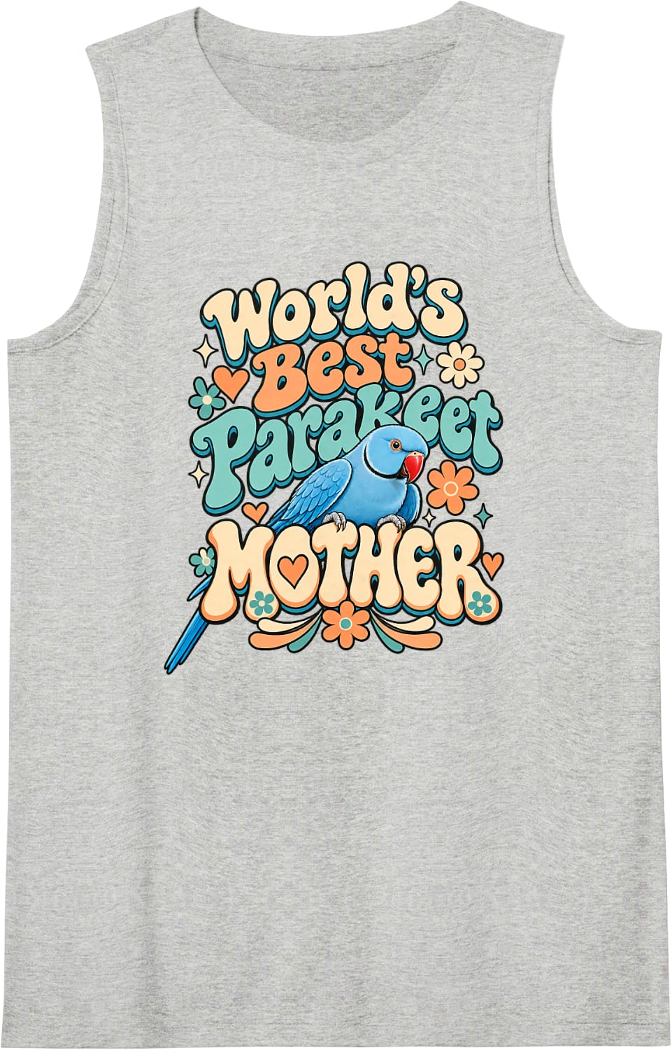 World's Best Parakeet Mother Bird Mom Sleeveless Tank Top - Heather Grey