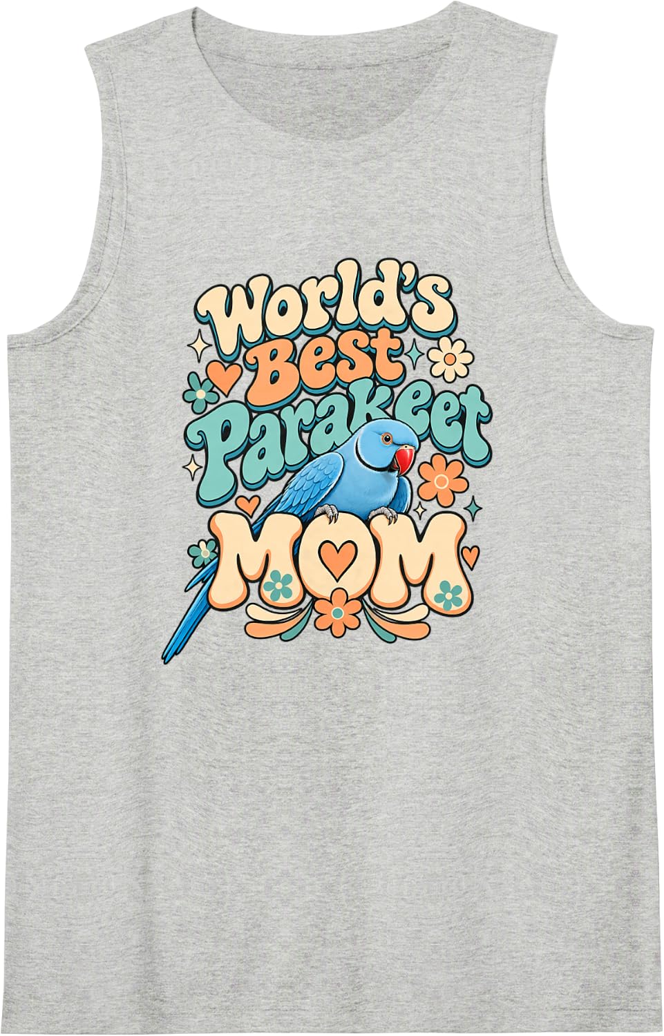 World's Best Parakeet Mom Bird Lover Sleeveless Tank Top - Heather Grey