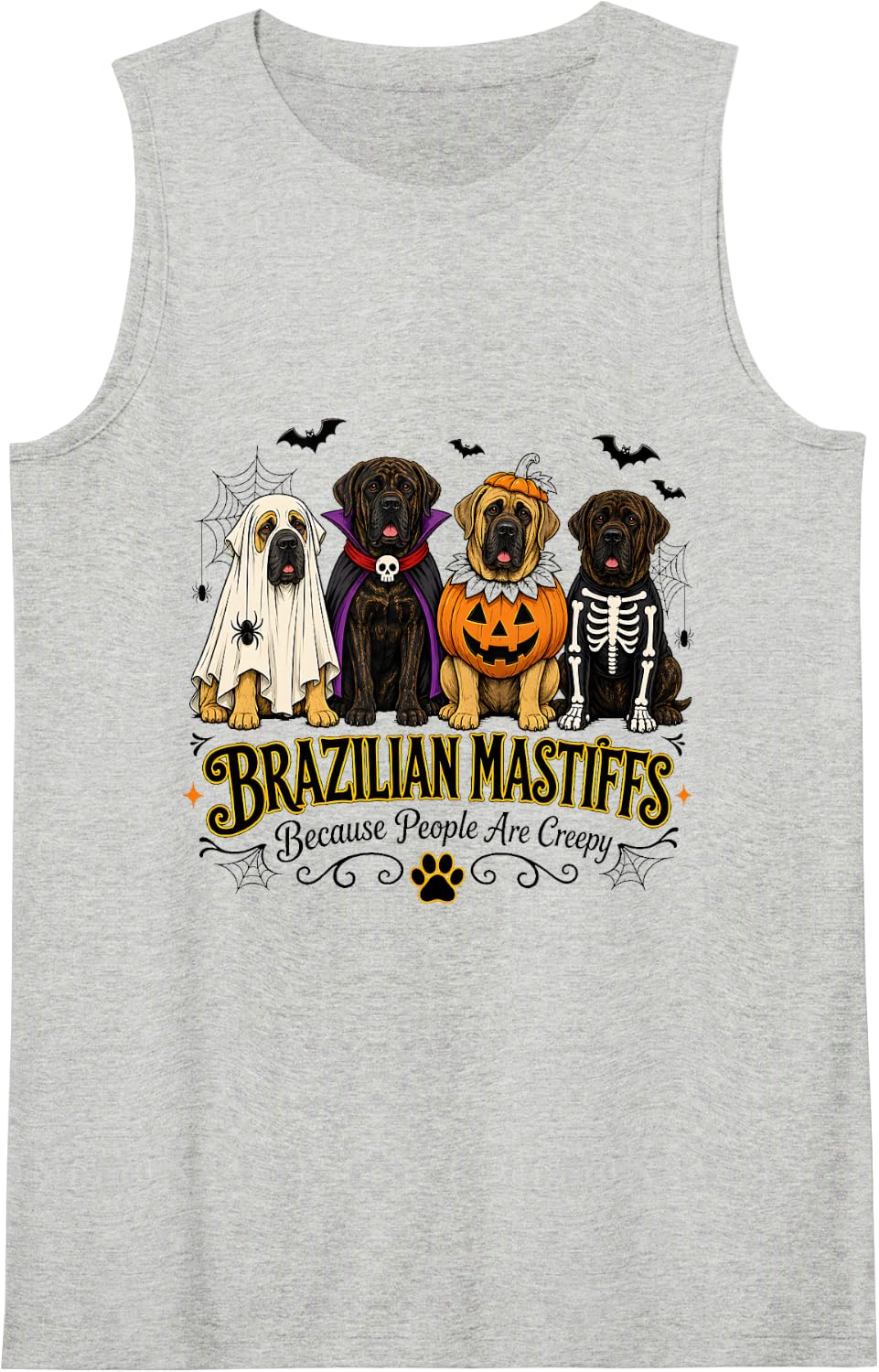 Brazilian Mastiffs Halloween Costume Dogs Sleeveless Tank Top - Heather Grey