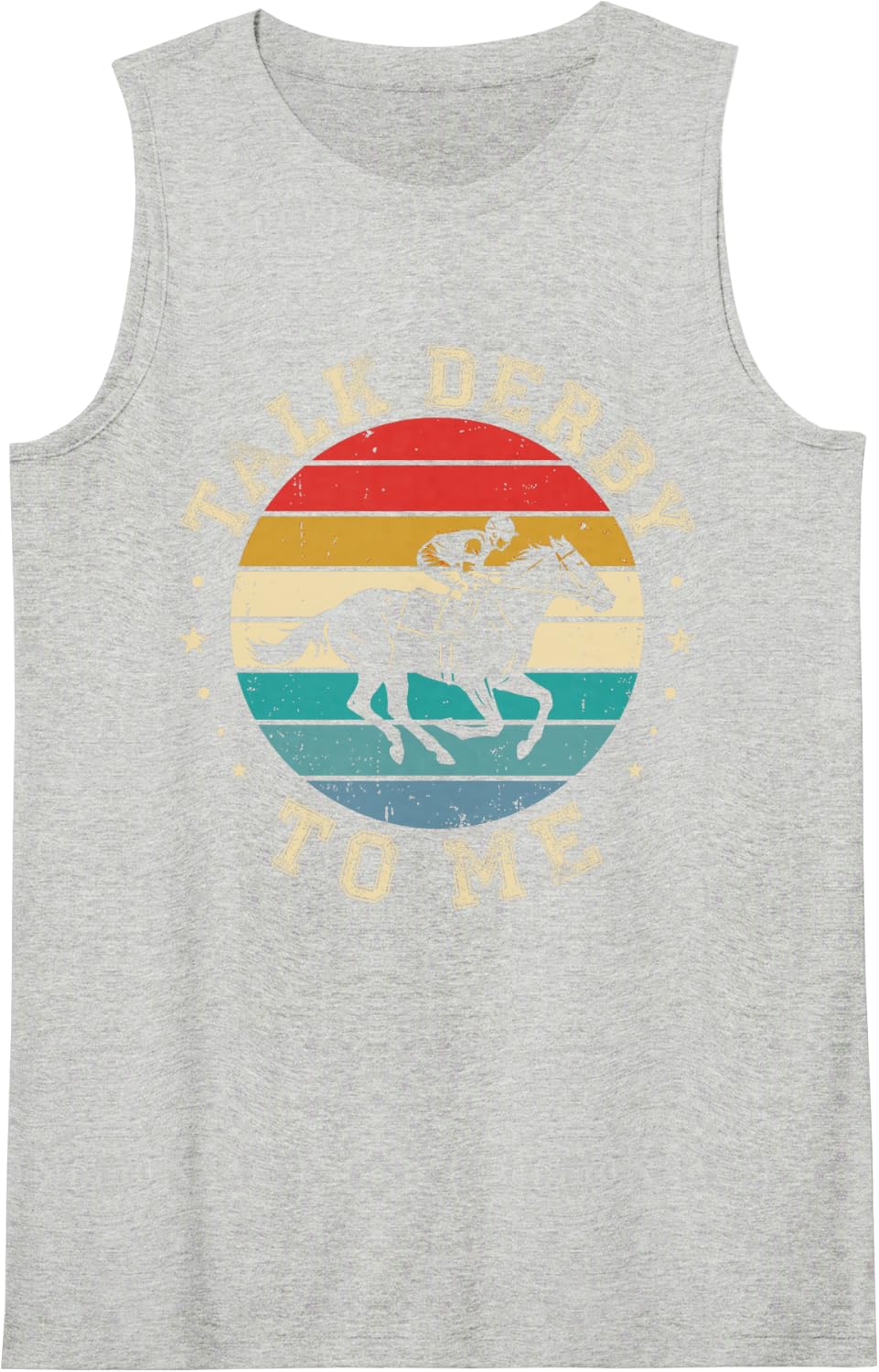Talk Derby to Me Vintage Horse Race Derby Lover Equestrian Sleeveless Tank Top - Heather Grey