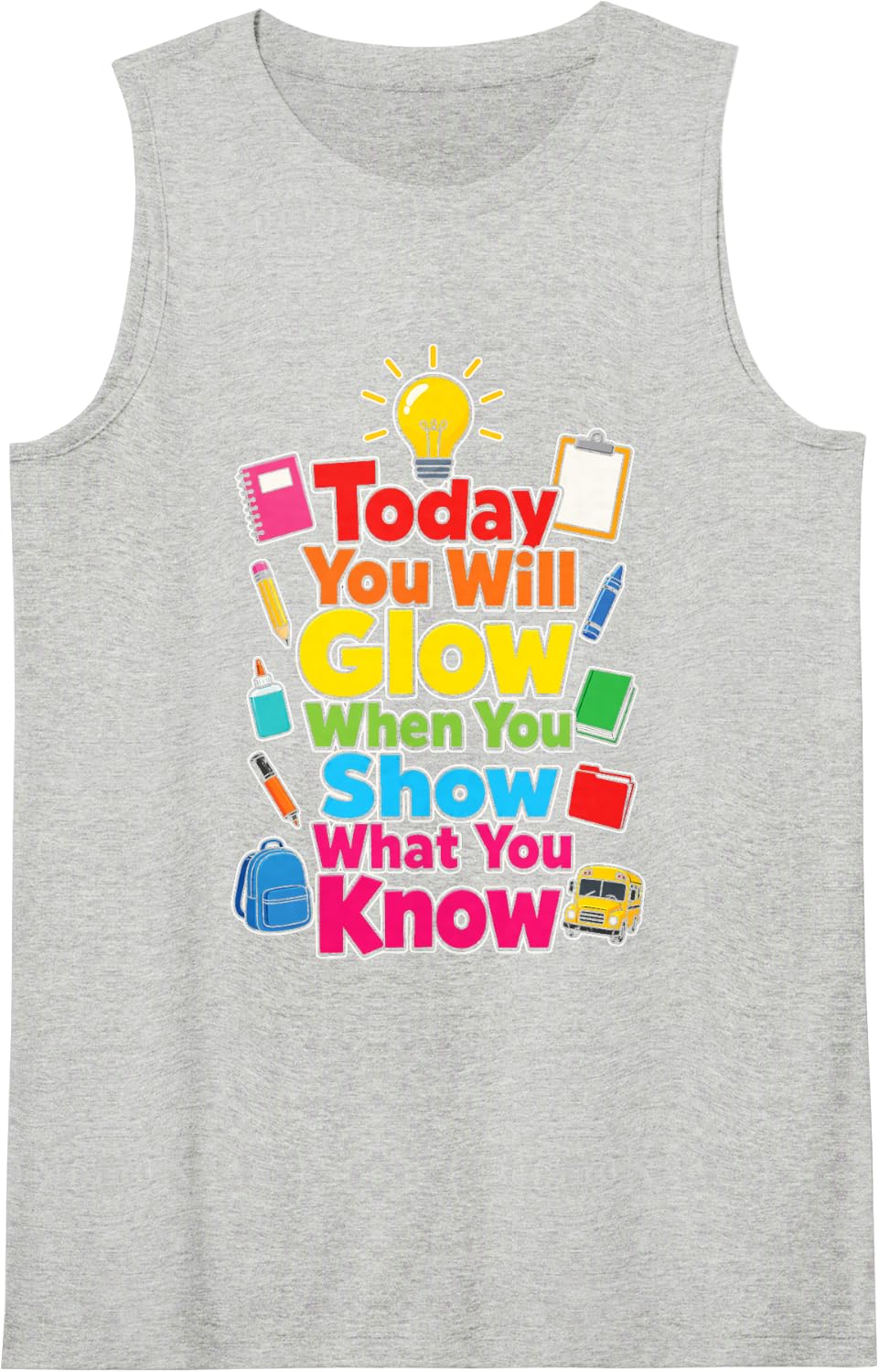 Elementary School Kids Show What You Know First Day Gift Sleeveless Tank Top - Heather Grey