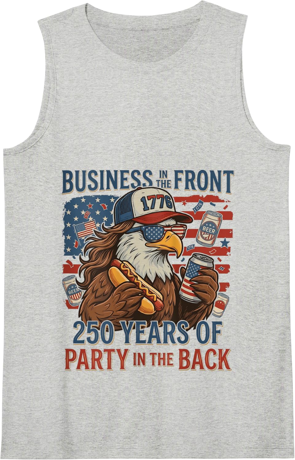 Funny Eagle Mullet Business in The Front Party in The Back Tank Top - Heather Grey