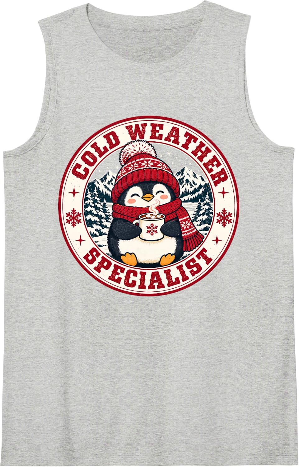 Cold Weather Specialist Cozy Winter Penguin Sleeveless Tank Top - Heather Grey