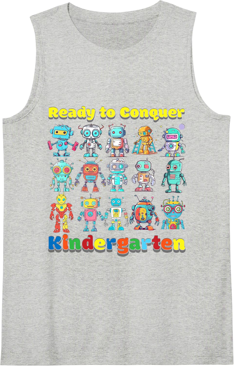 Ready to Conquer Back to School Nursery Cool Robot Sleeveless Tank Top - Heather Grey