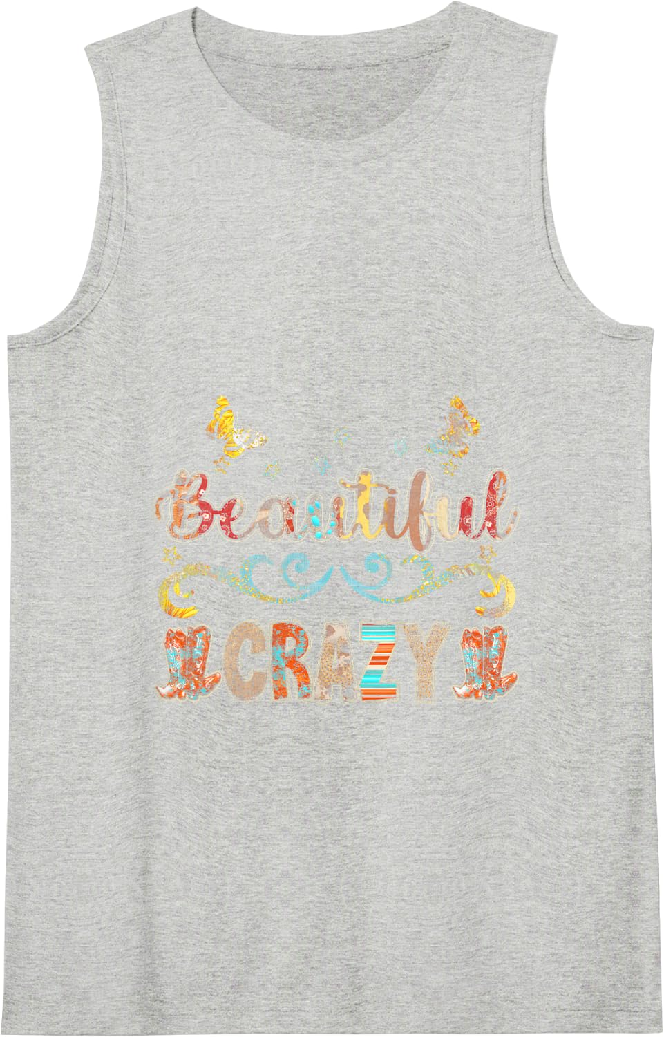 Crazy Women Beautiful Country Music Girl Western-Bleached Tank Top - Heather Grey