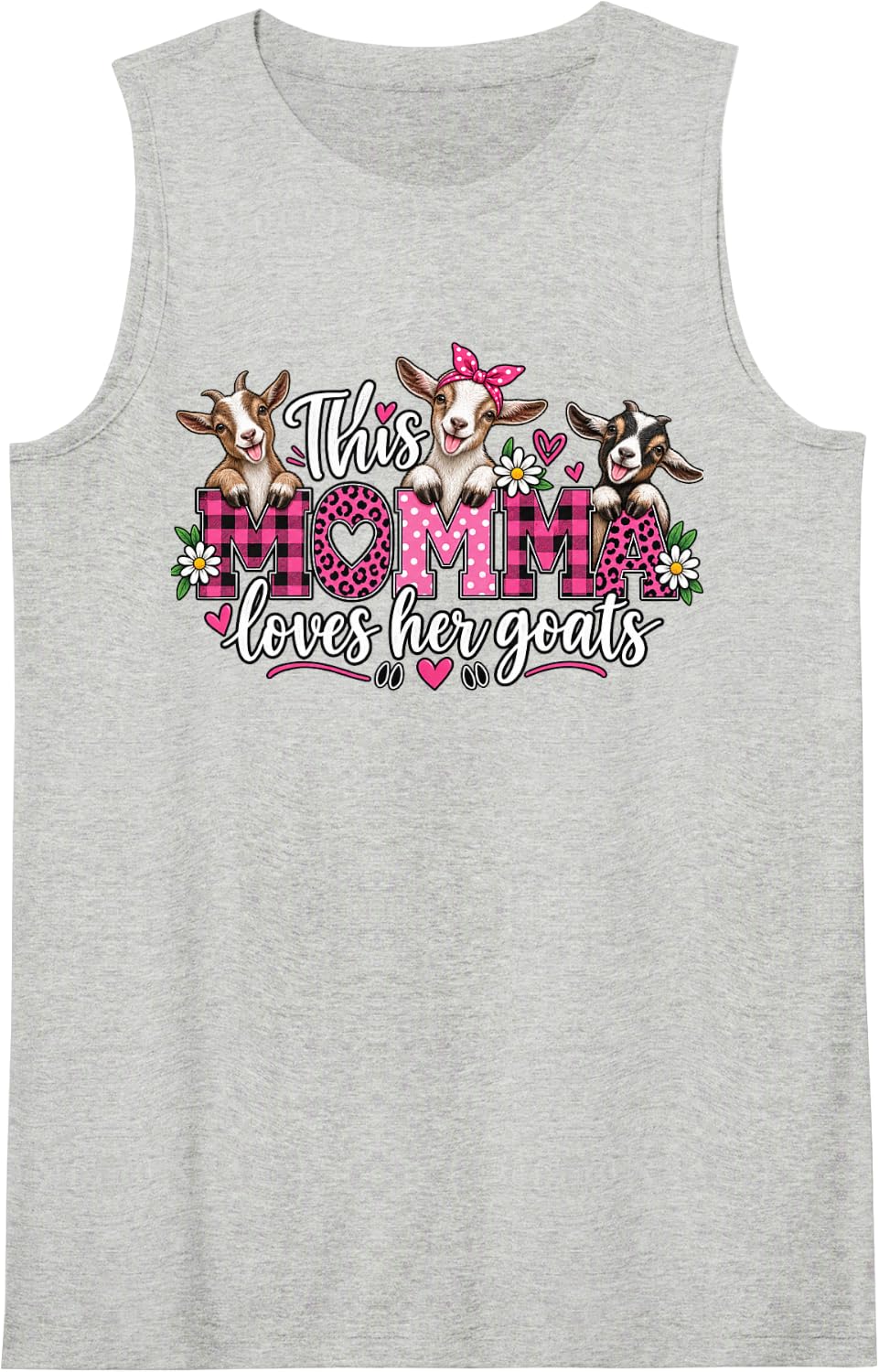 This moma Love her Goats Sleeveless Tank Top - Heather Grey