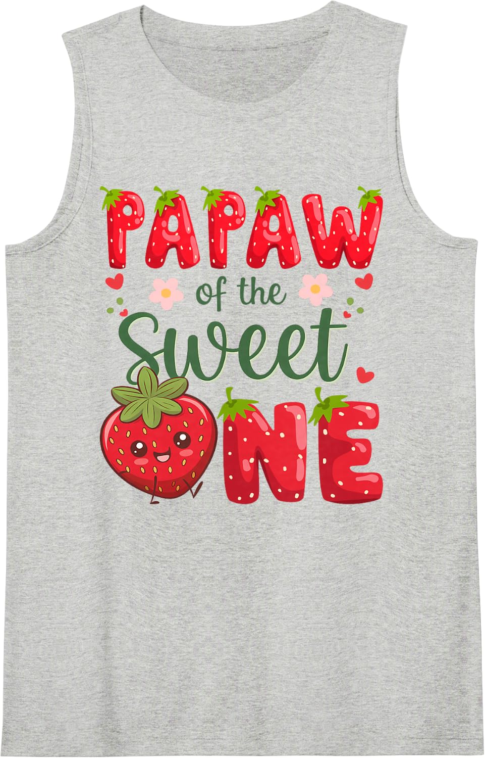 Papaw of The Sweet One 1St Birthday Strawberry Lover Sleeveless Tank Top - Heather Grey