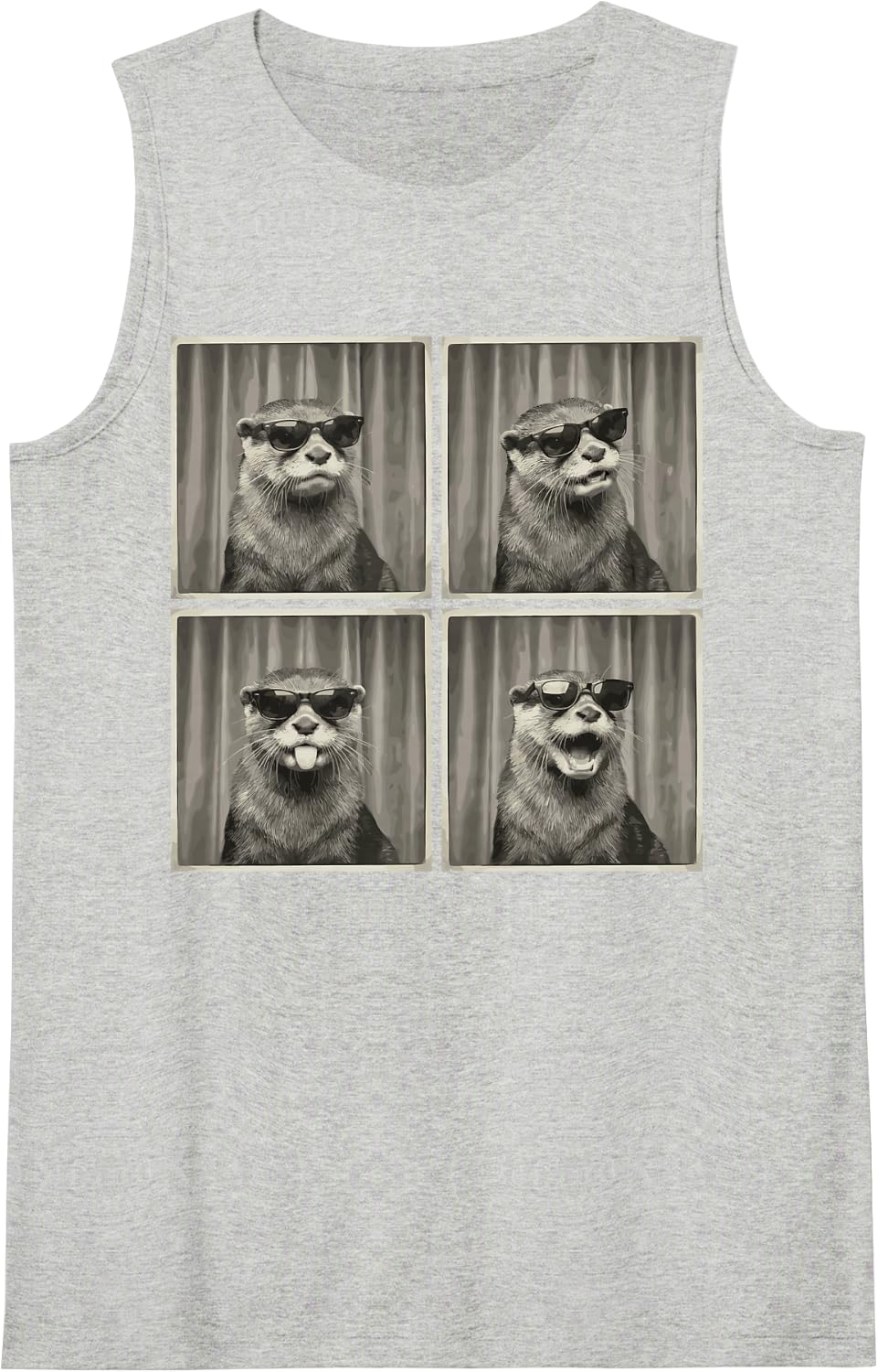 Funny Photo Booth Otters Tee Otter Sea Wildlife Zoo Meme Tank Top - Heather Grey