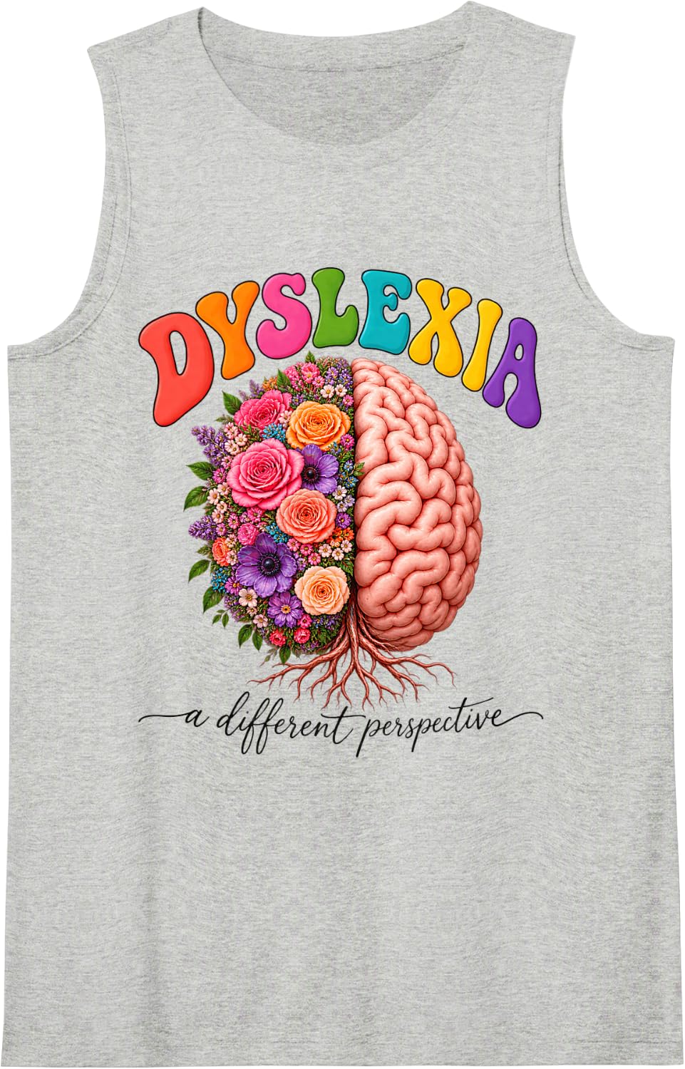 Dyslexia Awareness Different Perspective Neurodiversity Sleeveless Tank Top - Heather Grey