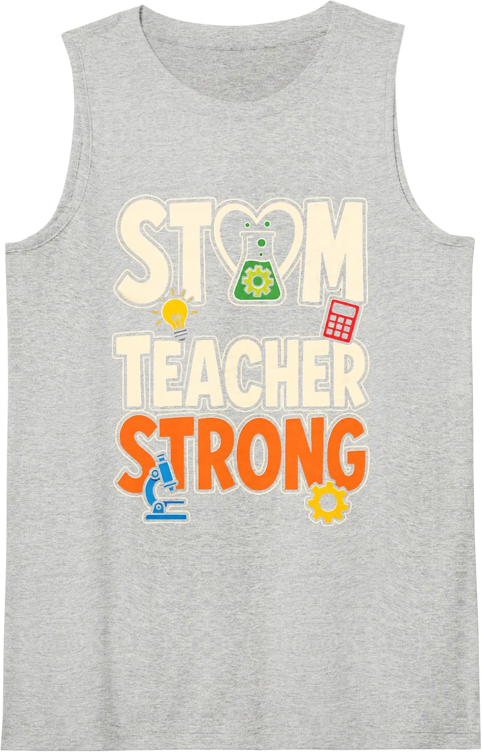 STEM Teacher Strong Elementary School Science Gift Sleeveless Tank Top - Heather Grey