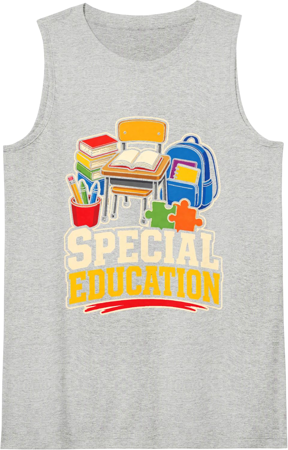 Elementary Special Education Teacher SPED Team Staff Gift Sleeveless Tank Top - Heather Grey