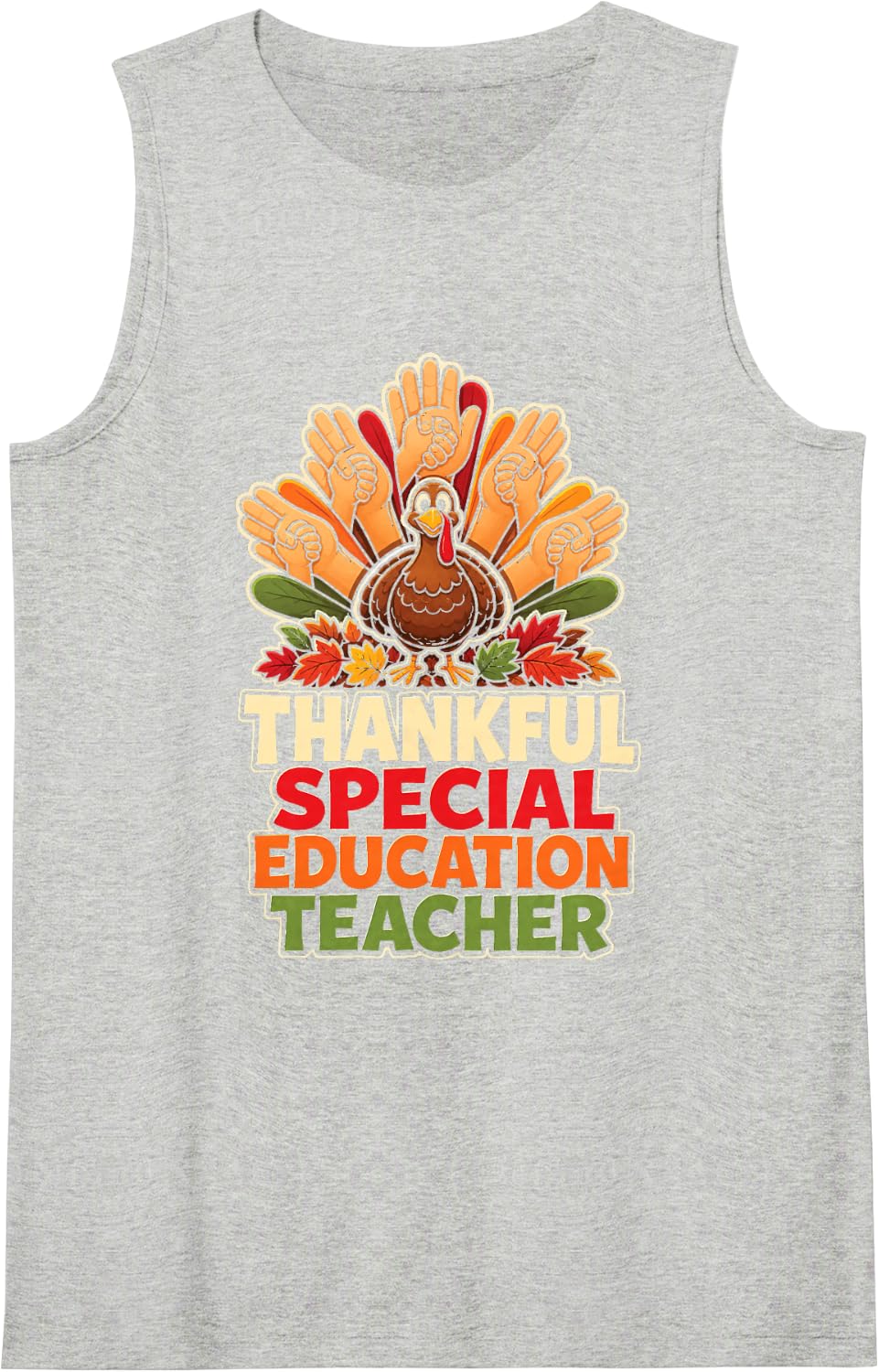 Special Education Teacher Gift Thankful SPED Elementary Sleeveless Tank Top - Heather Grey