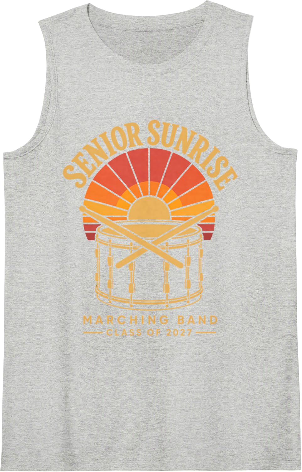 Senior Sunrise Marching Band Class of 2027 Drummer Tank Top - Heather Grey