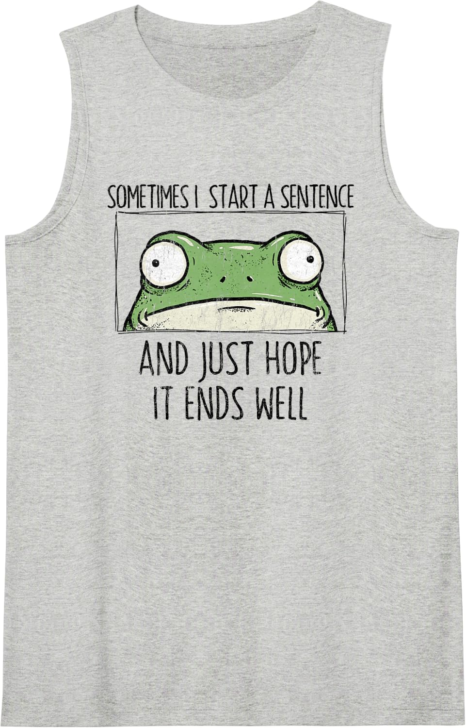 Funny Frog Sometimes I Start A Sentence Introvert Sleeveless Tank Top - Heather Grey