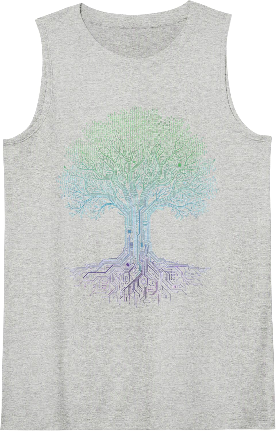 Binary Code Tree Software Programmer Developer Coding Coder Sleeveless Tank Top - Heather Grey