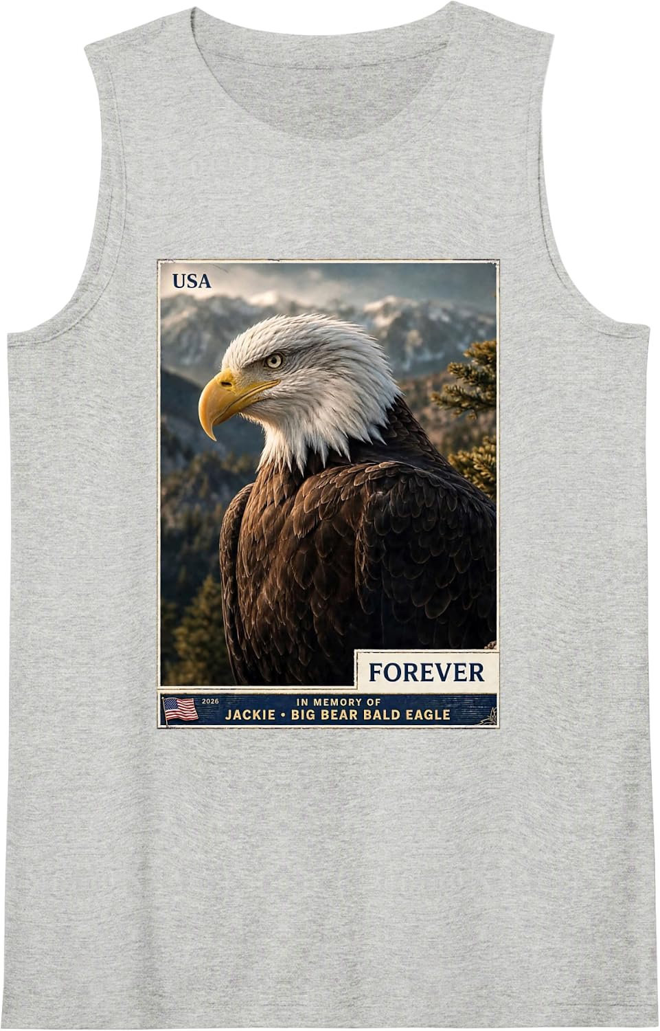 Jackie Big Bear Bald Eagle Memorial Tank Top - Heather Grey
