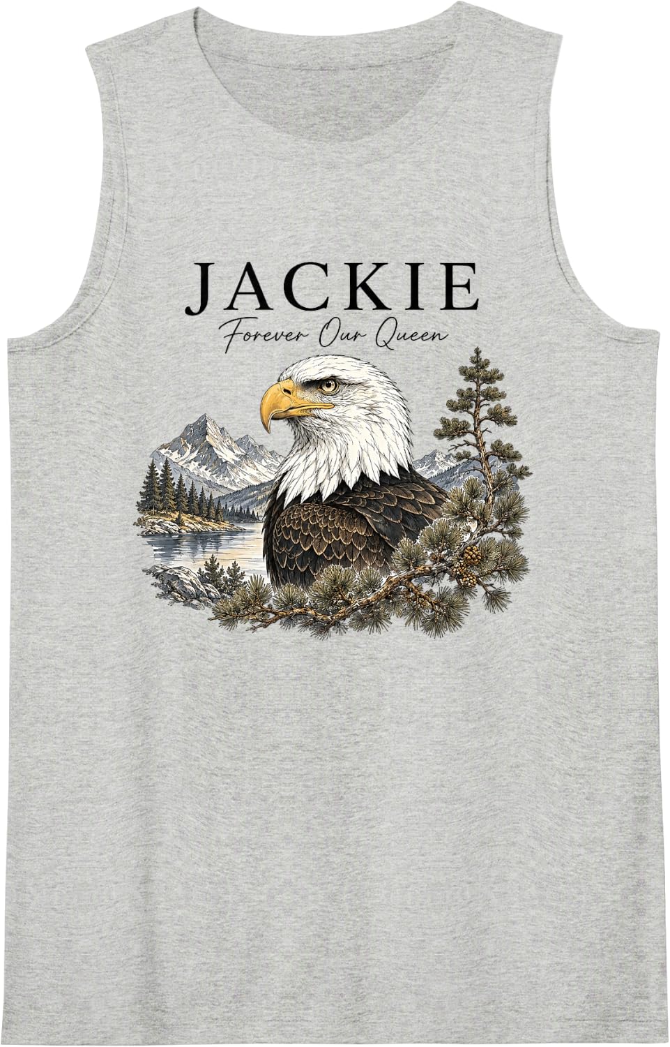 Jackie Bald Eagle, Forever Our Queen Tank Top - Heather Grey