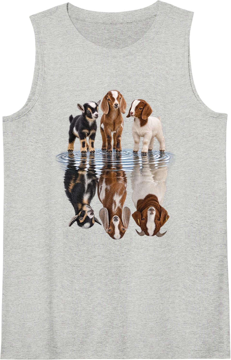 Cute Goats Water Sleeveless Tank Top - Heather Grey