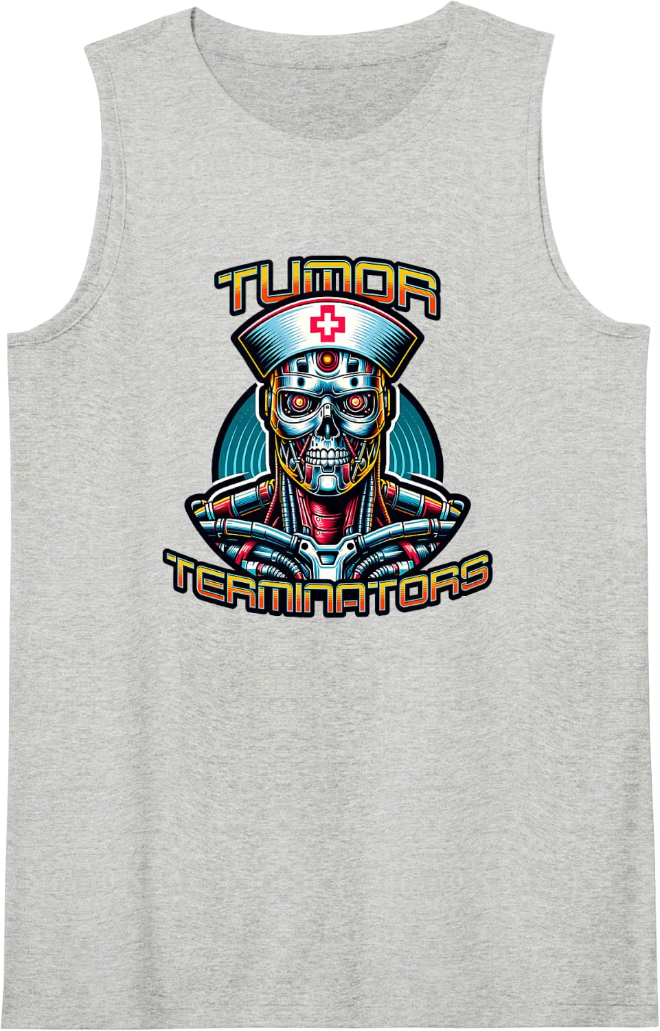 Robot Nurse Futuristic Nurses Oncology - Tumor Terminators Sleeveless Tank Top - Heather Grey
