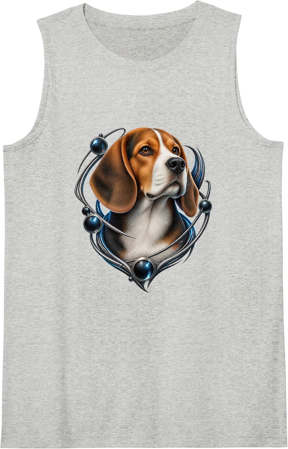 Beagle with Orbital Black Rings Sleeveless Tank Top - Heather Grey
