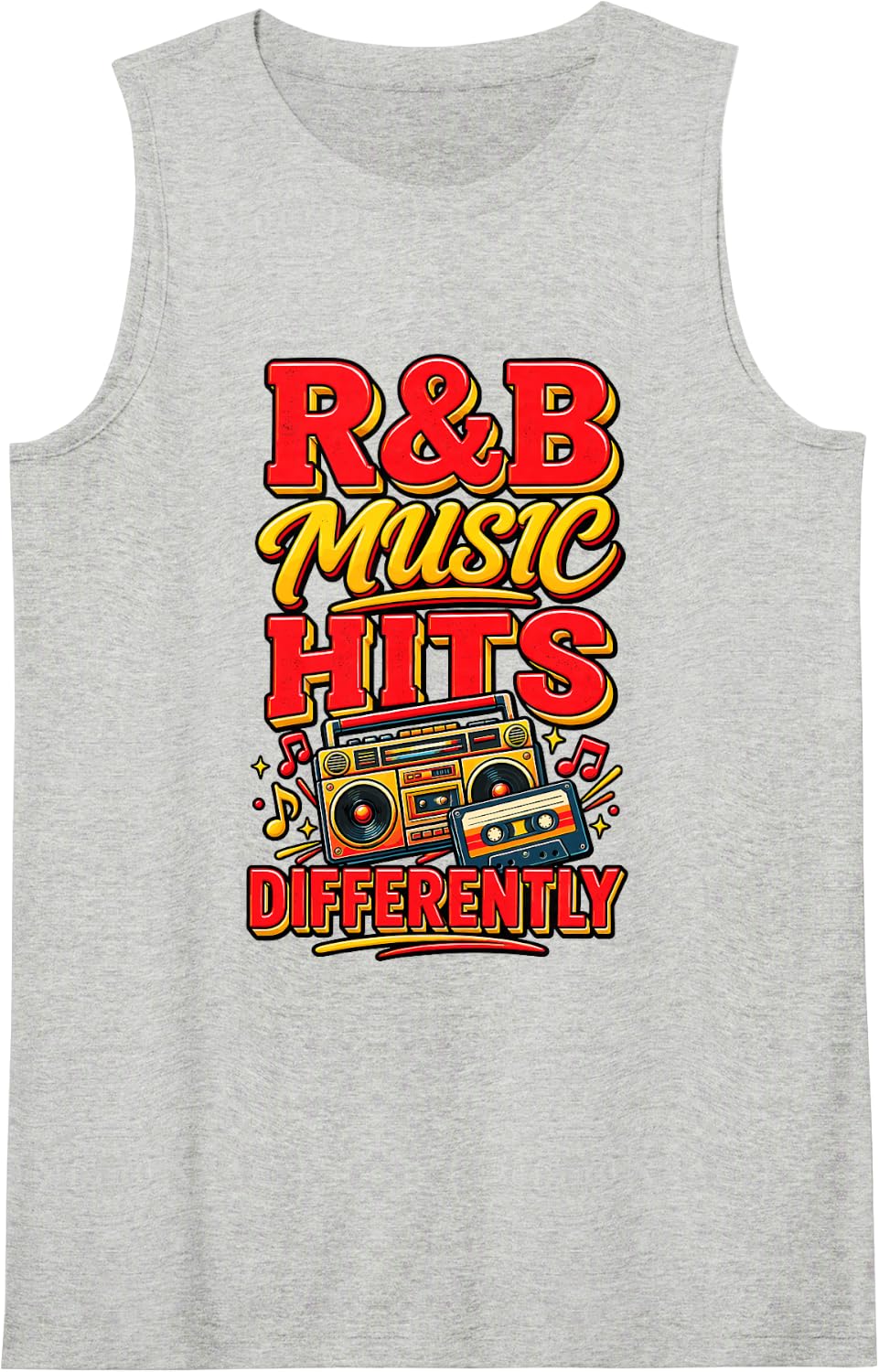 R&B Music Hits Differently Song Lyrics 90s Music R&B Sleeveless Tank Top - Heather Grey