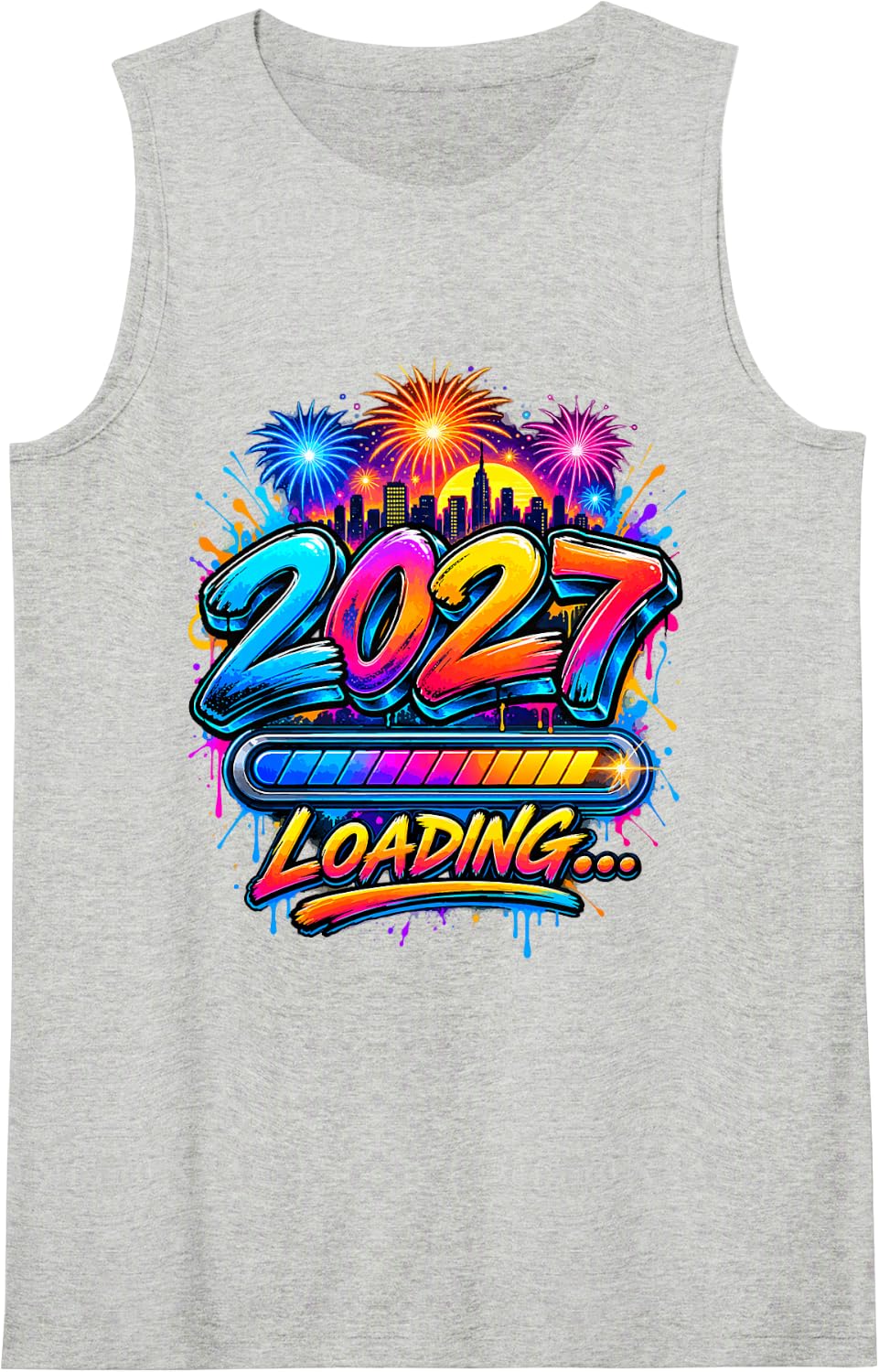 2027 Loading Colorful Graffiti New Year Design Tank Top - Heather Grey