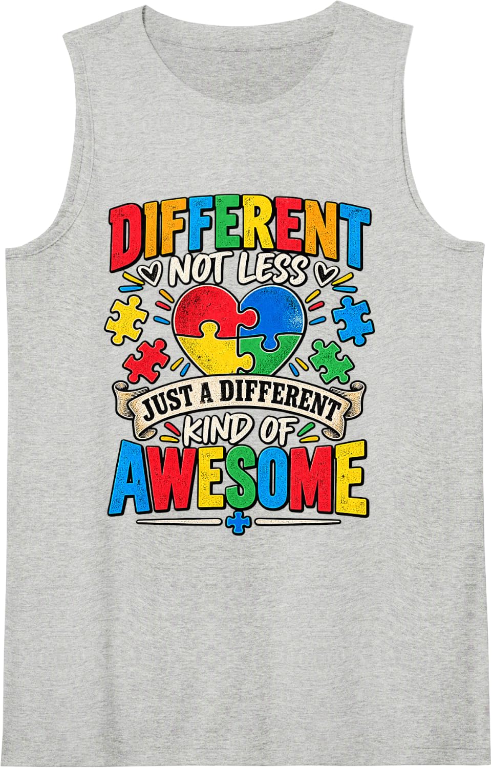 Different Not Less Sleeveless Tank Top - Heather Grey