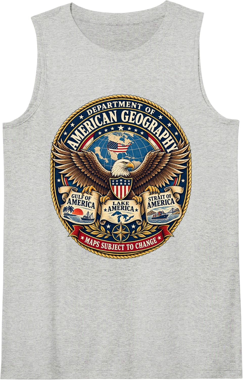 Department of American Geography Maps Subject to Change Sleeveless Tank Top - Heather Grey