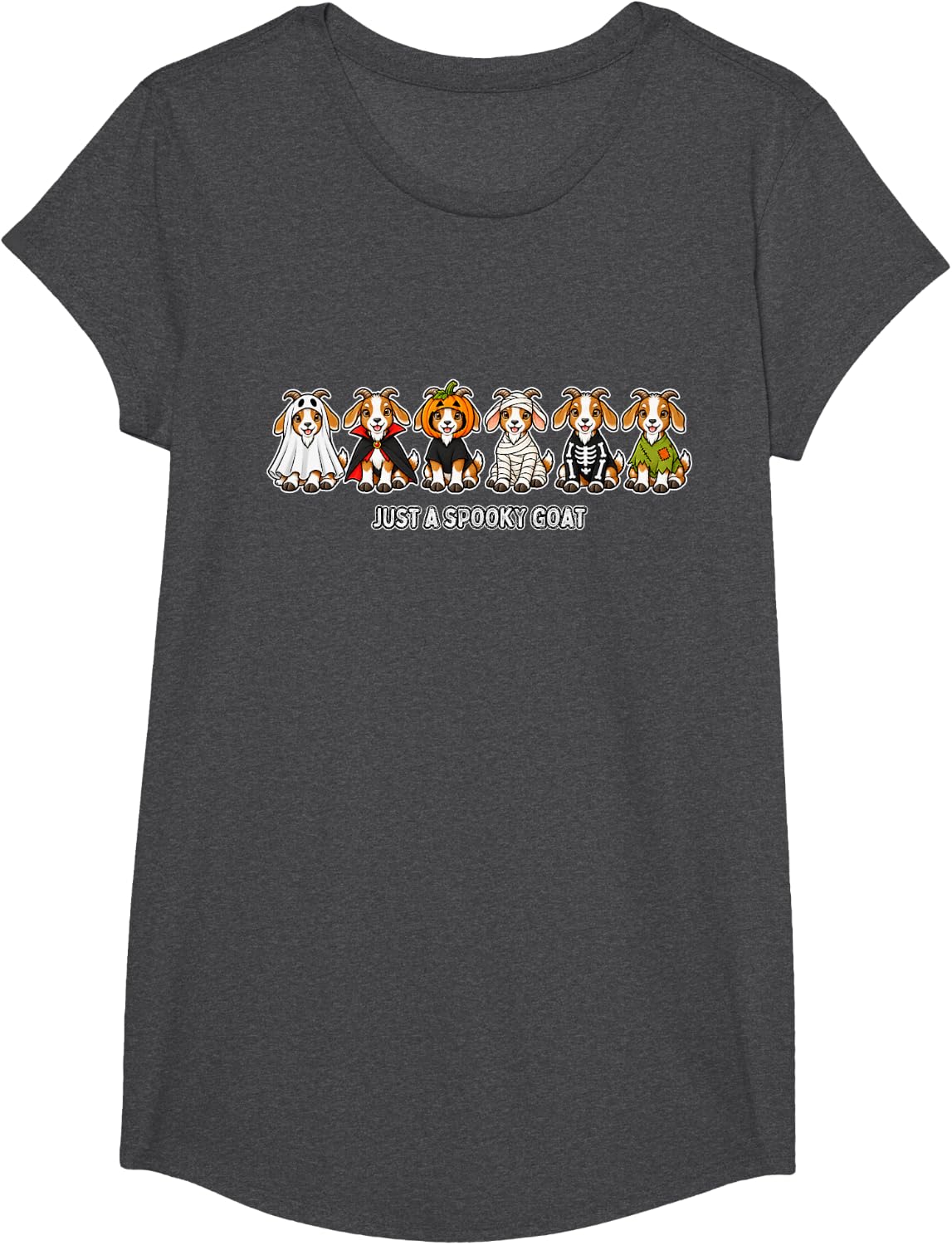 Just A Spooky Goat Halloween Farm Animal T-Shirt - Girls Dark Heather Grey