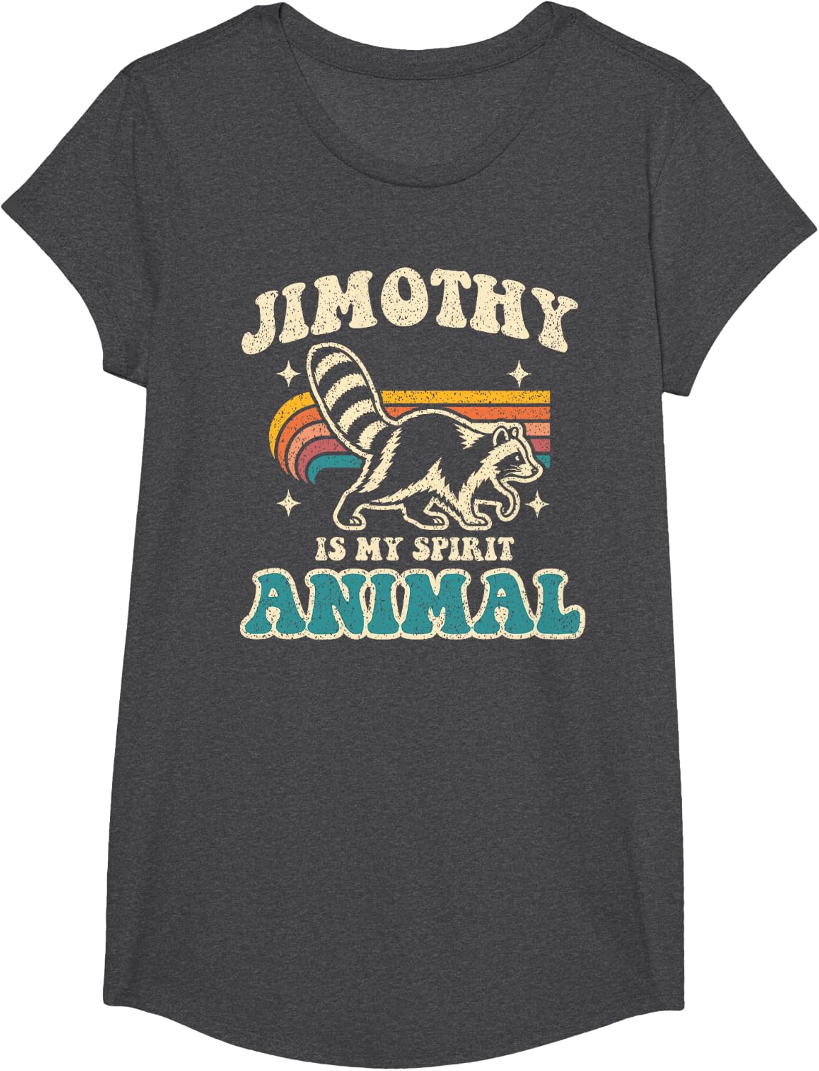 Jimothy is My Spirit Animal Funny Raccoon Retro 70s Graphic T-Shirt - Girls Dark Heather Grey