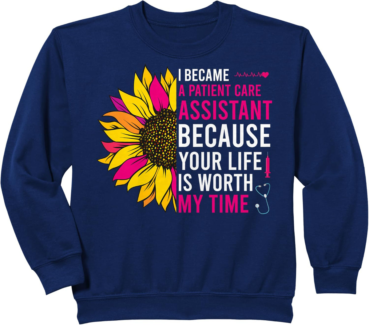 I Became A Patient Care Assistant PCA Nurse Sweatshirt - Navy Blue