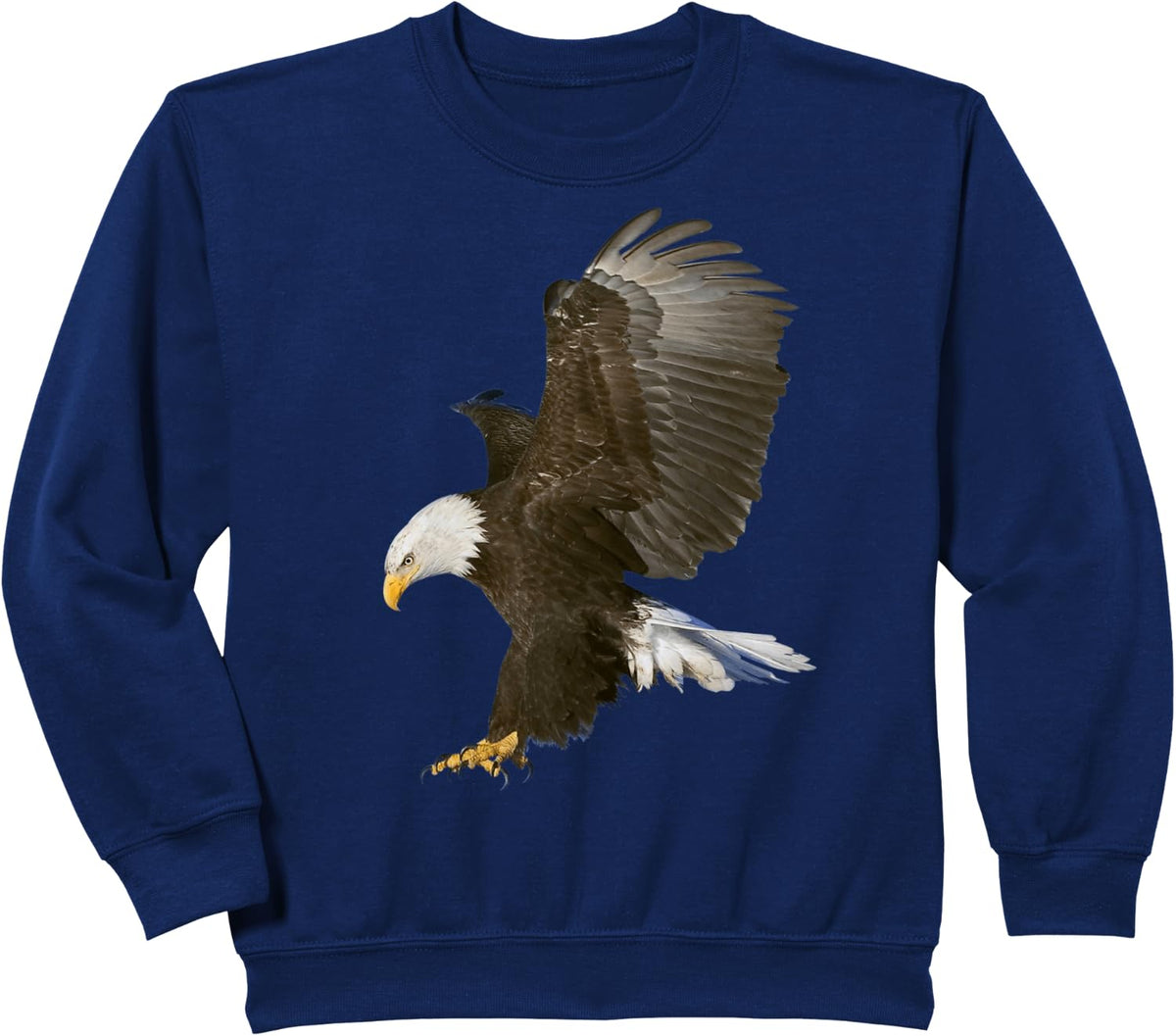American Bald Eagle Swooping Photo Portrait Tee Sweatshirt Sweatshirt - Navy Blue
