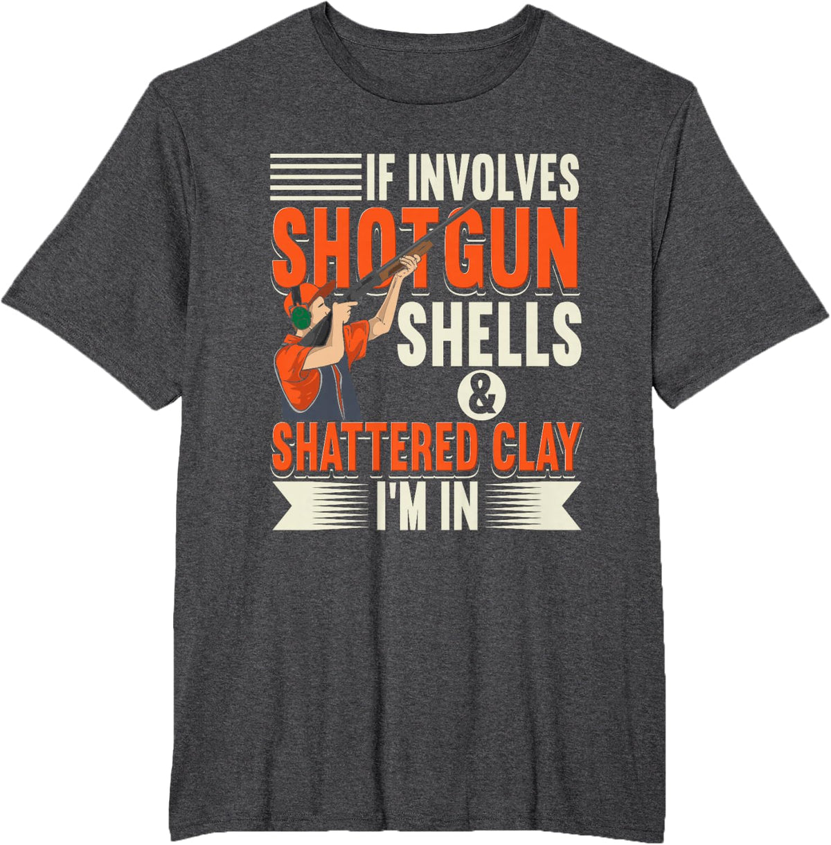 Skeet Shooting Trap,Shotgun & Shattered Clay, Shooting Vest T-Shirt - Dark Heather Grey