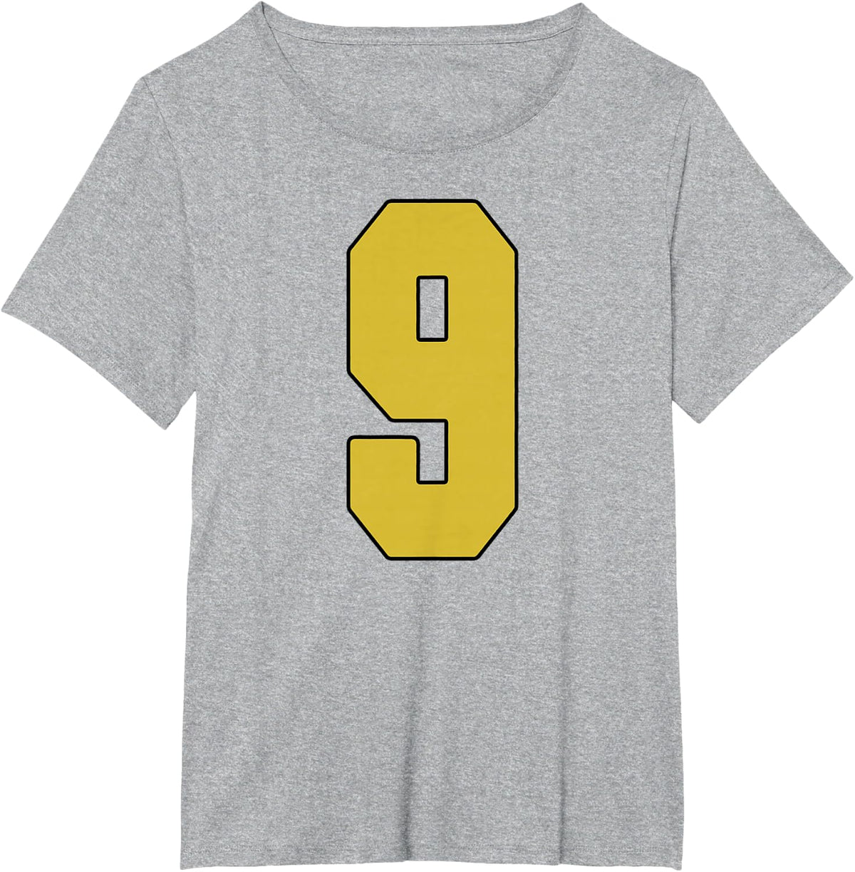 Old Gold Black Number 9 Jersey Player Uniform #9 T-Shirt - Heather Grey