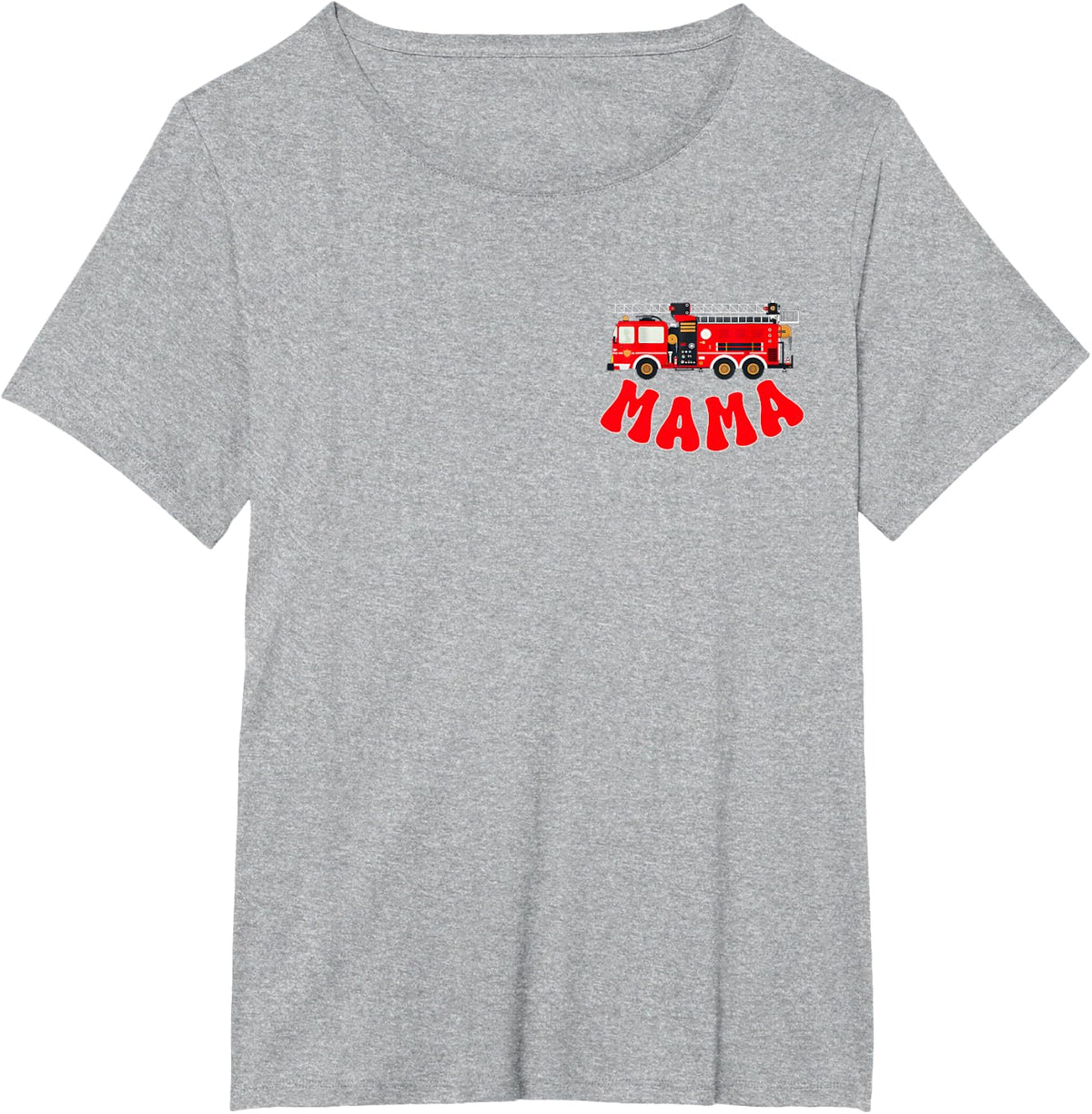 Mama Birthday Boy Fire Truck Firefighter First Birthday Mom T-Shirt - Heather Grey