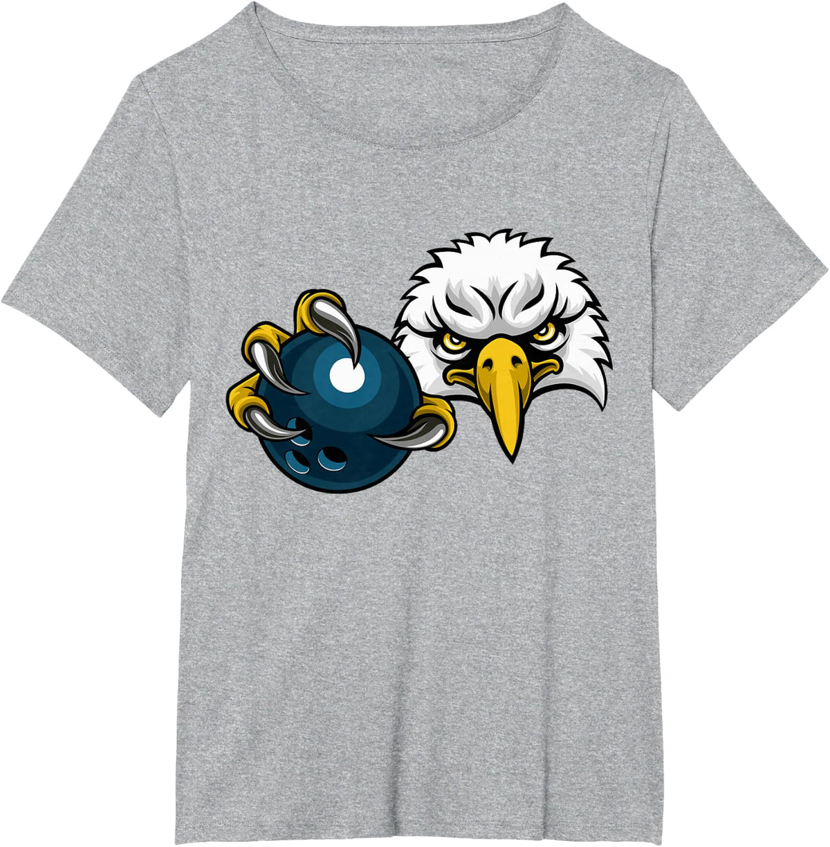 Eagle Hawk Bowling Ball Bald Eagles Cartoon Character T-Shirt - Heather Grey
