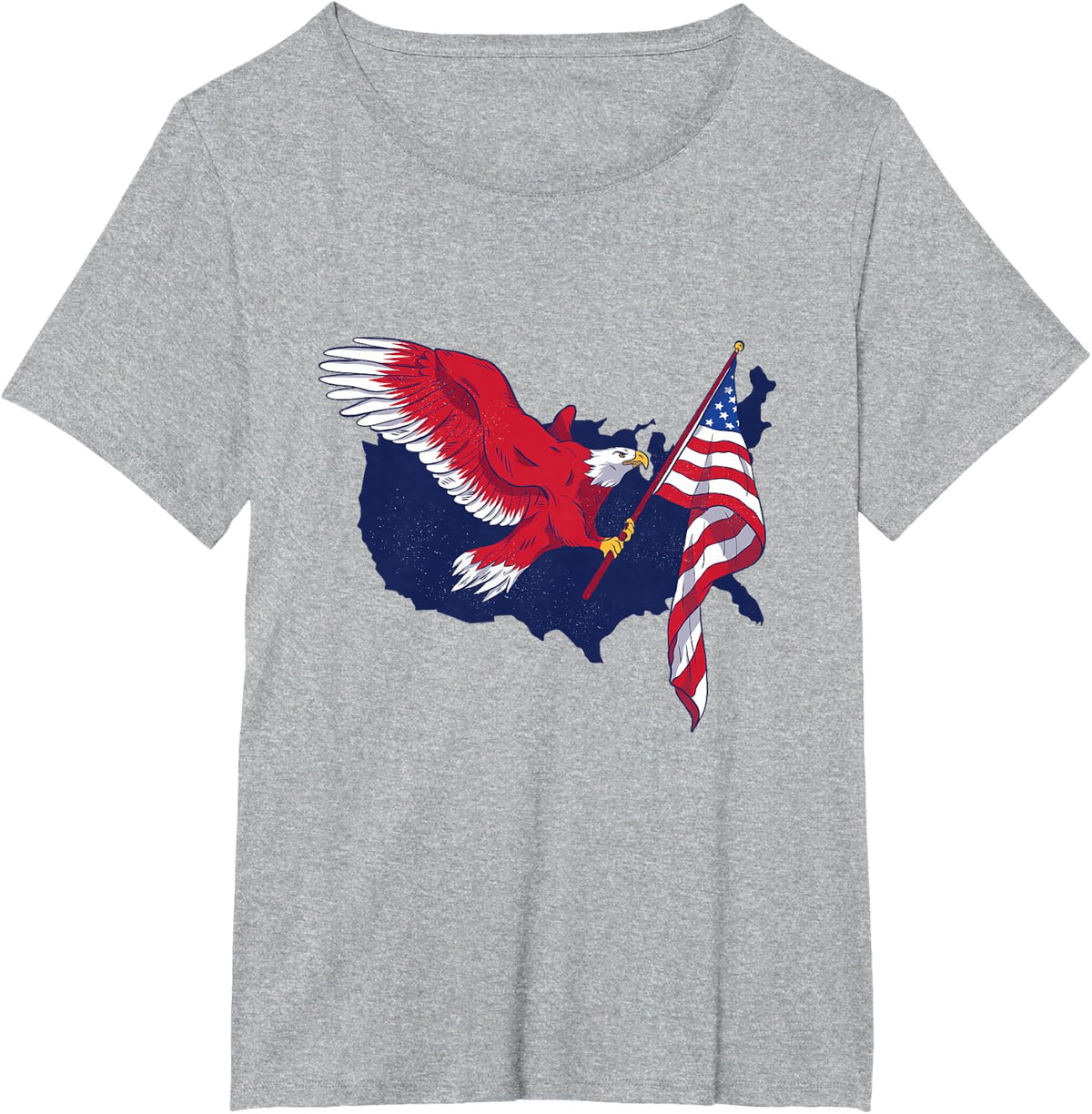 American Bald Eagle with Flag USA 4th of July Patriotic T-Shirt - Heather Grey
