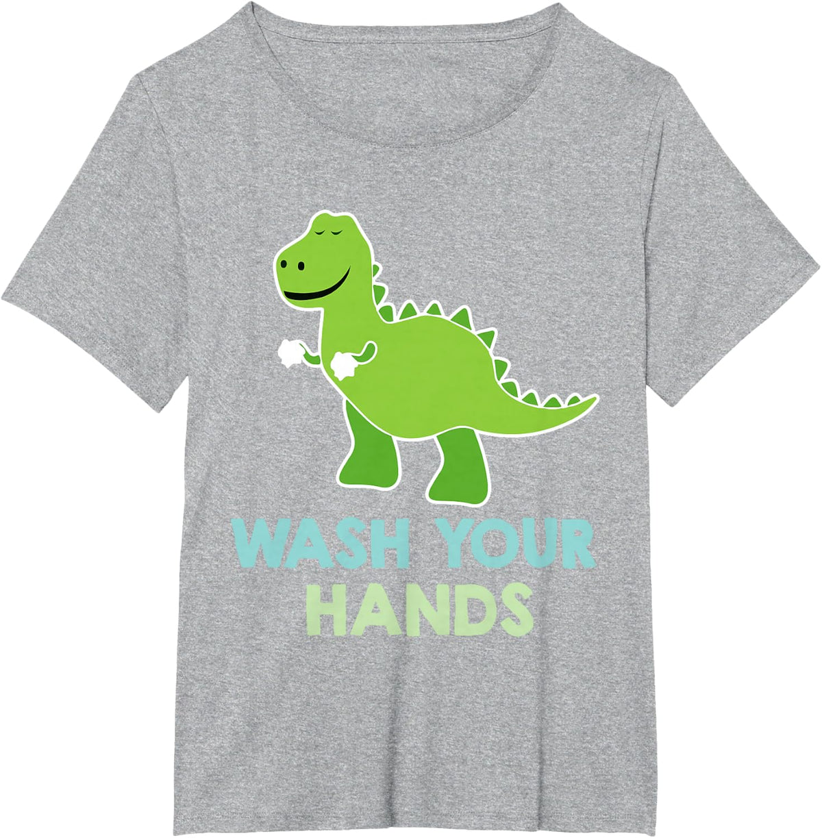 Wash Your Hands - Cute Dinosaur Pun T-Shirt - Heather Grey