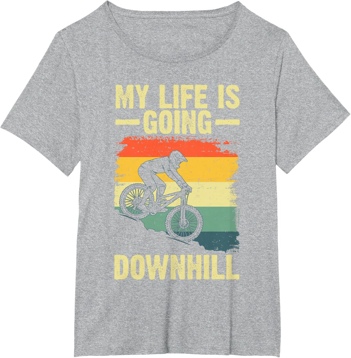 Downhill Mountain Bike Art for Men Women MTB Mountainbike T-Shirt - Heather Grey