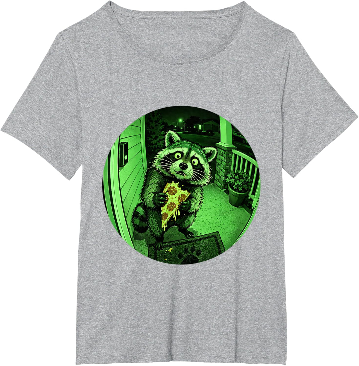 Motion Detected At Front Door Funny Raccoon Doorbell Cam T-Shirt - Heather Grey