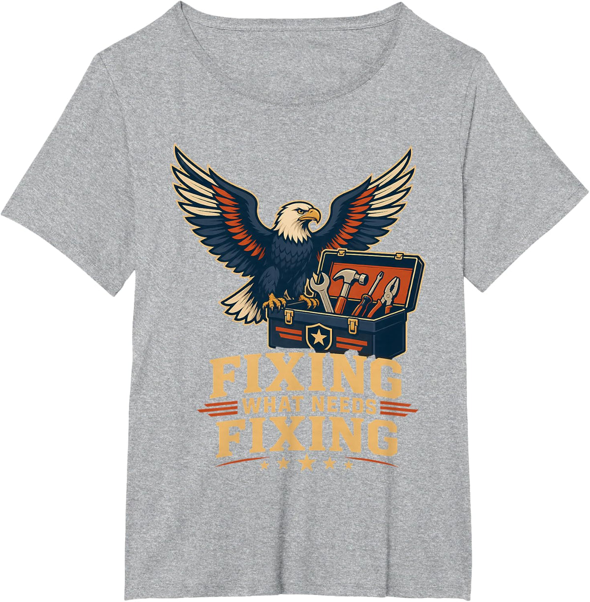 Bald Eagle Toolbox Fixing What Needs Fixing T-Shirt - Heather Grey