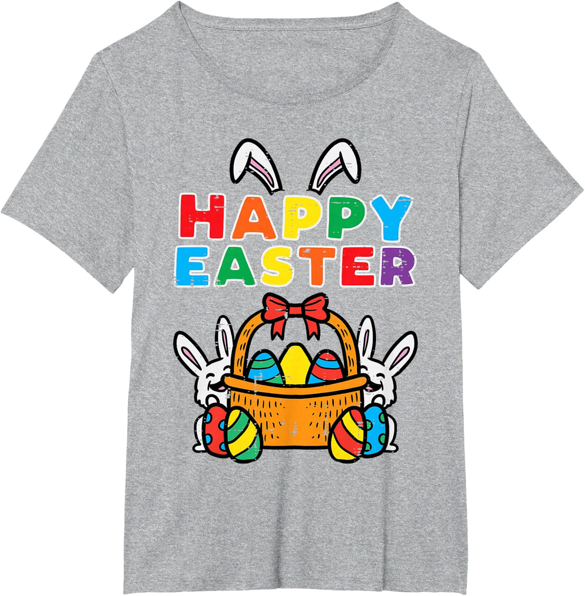 Happy Easter Bunny Eggs Basket Cute Rabbit Men Women Kids T-Shirt - Heather Grey