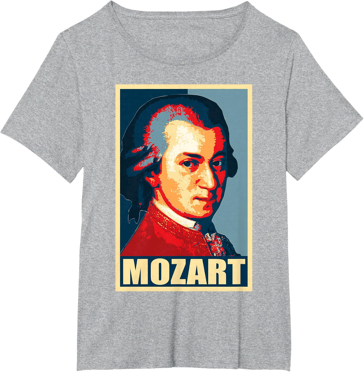 Mozart Classical Music Composer Retro T-Shirt - Heather Grey