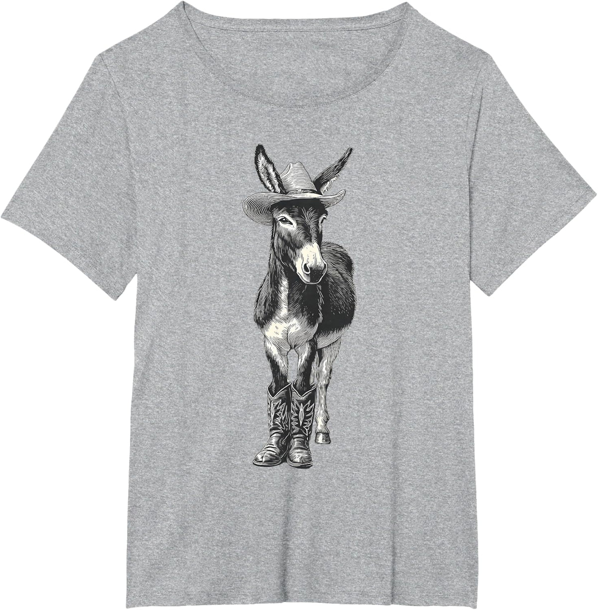 Donkey Cowboy Vintage Rodeo Cowgirl Western Country T-Shirt - Heather Grey