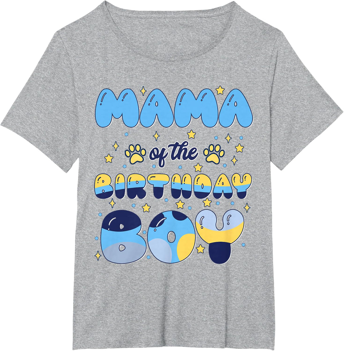 Mama of The Bday Boy Blue Dog Theme Party Family Matching T-Shirt - Heather Grey