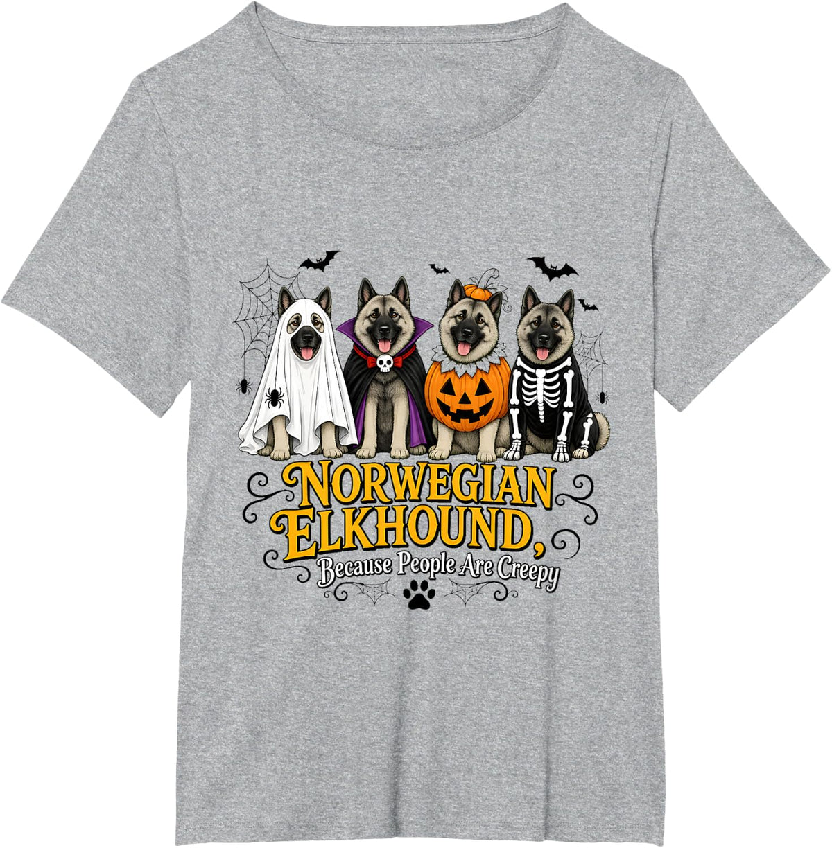 Norwegian Elkhound Halloween Costume Dogs T-Shirt - Heather Grey