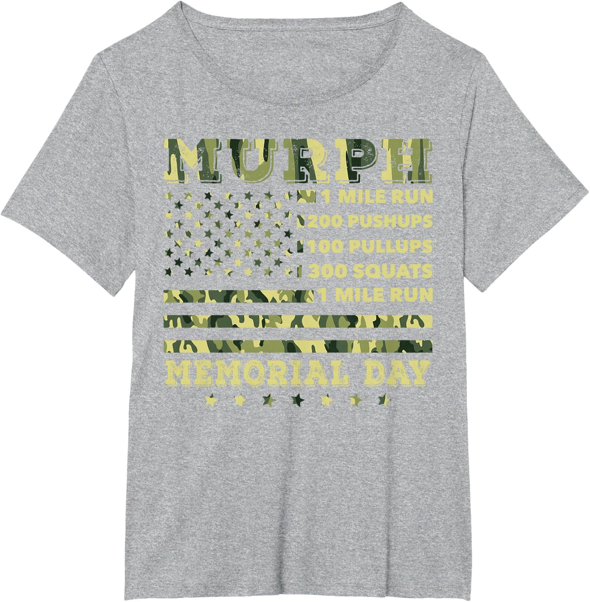 Murph 2021 Workout Challenge American Memorial Day Murph T-Shirt - Heather Grey